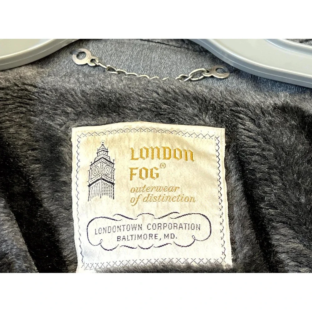 Vintage London Fog Long Overcoat Mens 48 Gray Faux Fur Lined Winter Outerwear